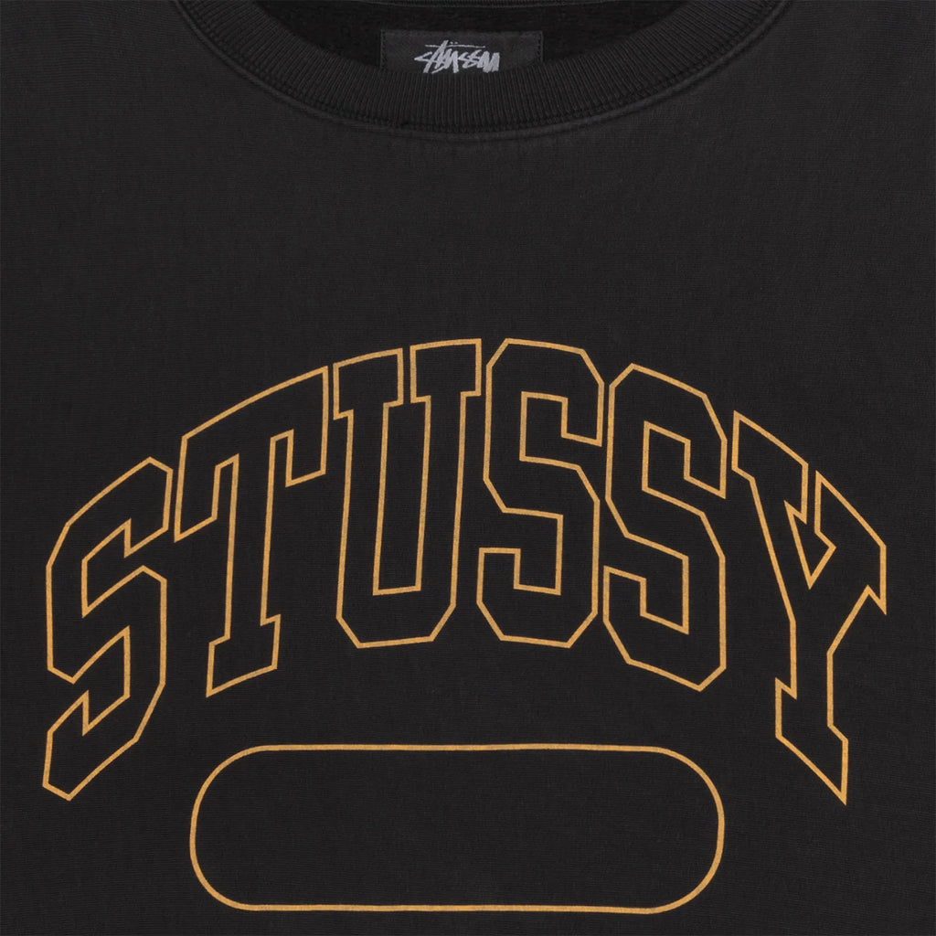 Stussy Varsity Oversized Crew Sweatshirt - Black - closeup