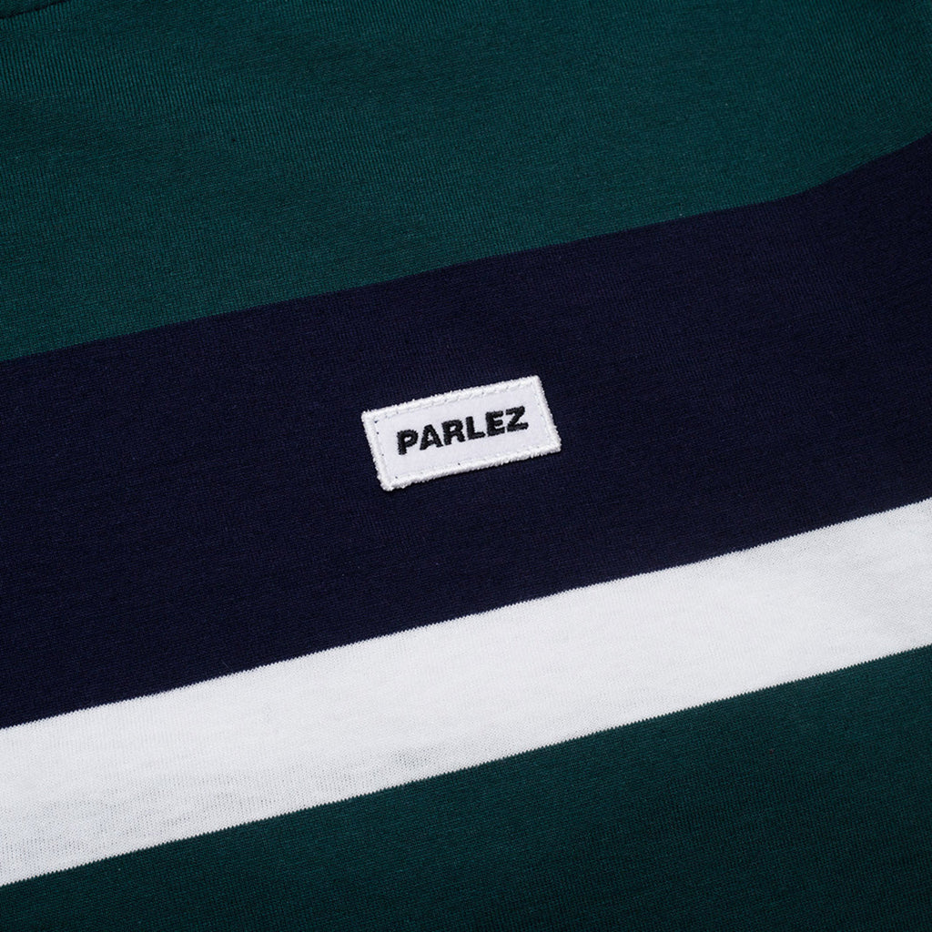 Parlez Bank Striped T Shirt - Deep Green - closeup