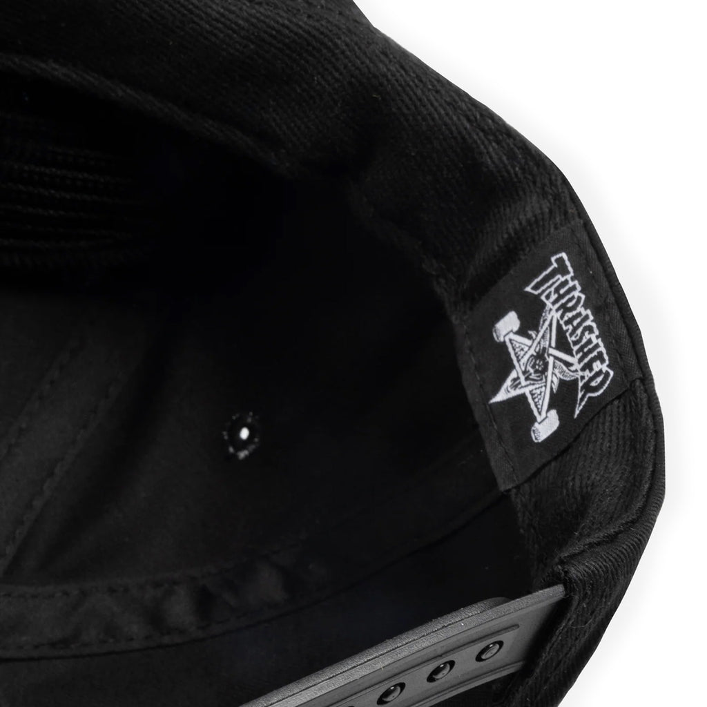 Thrasher Flame Embroidered Snapback Cap - Black - label