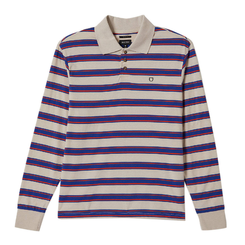 Brixton Vintage Stripe L/S Polo Shirt - Electric Blue / Flame / Whitecap - main