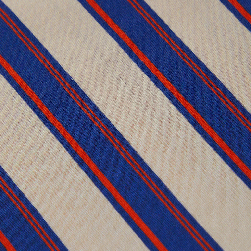 Brixton Vintage Stripe L/S Polo Shirt - Electric Blue / Flame / Whitecap - closeup