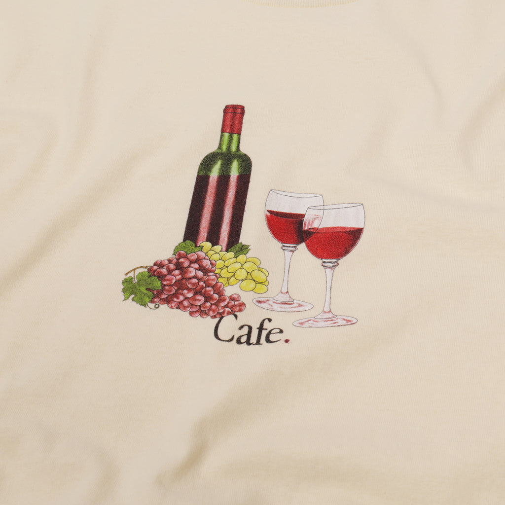 Skateboard Cafe Vino T Shirt - Cream - closeup