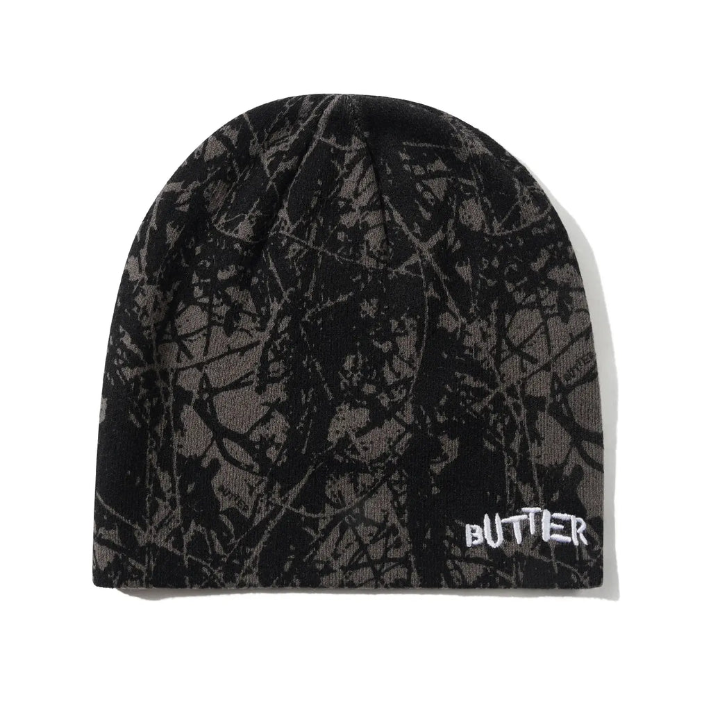 Butter Goods Woods Camo Skully Beanie - Black - main