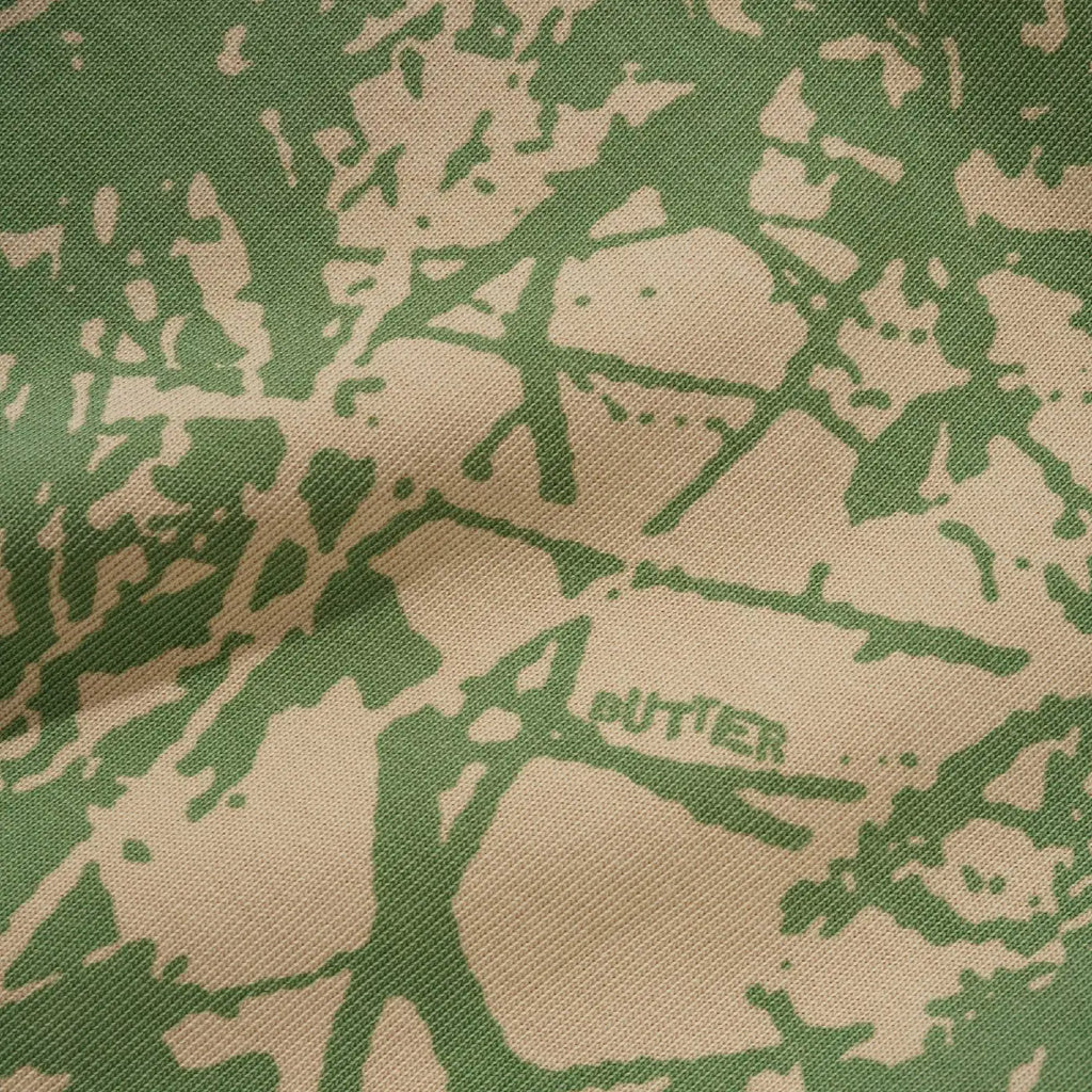 Butter Goods Woods Camo Zip-Thru Hoodie - Washed Sage - closeup