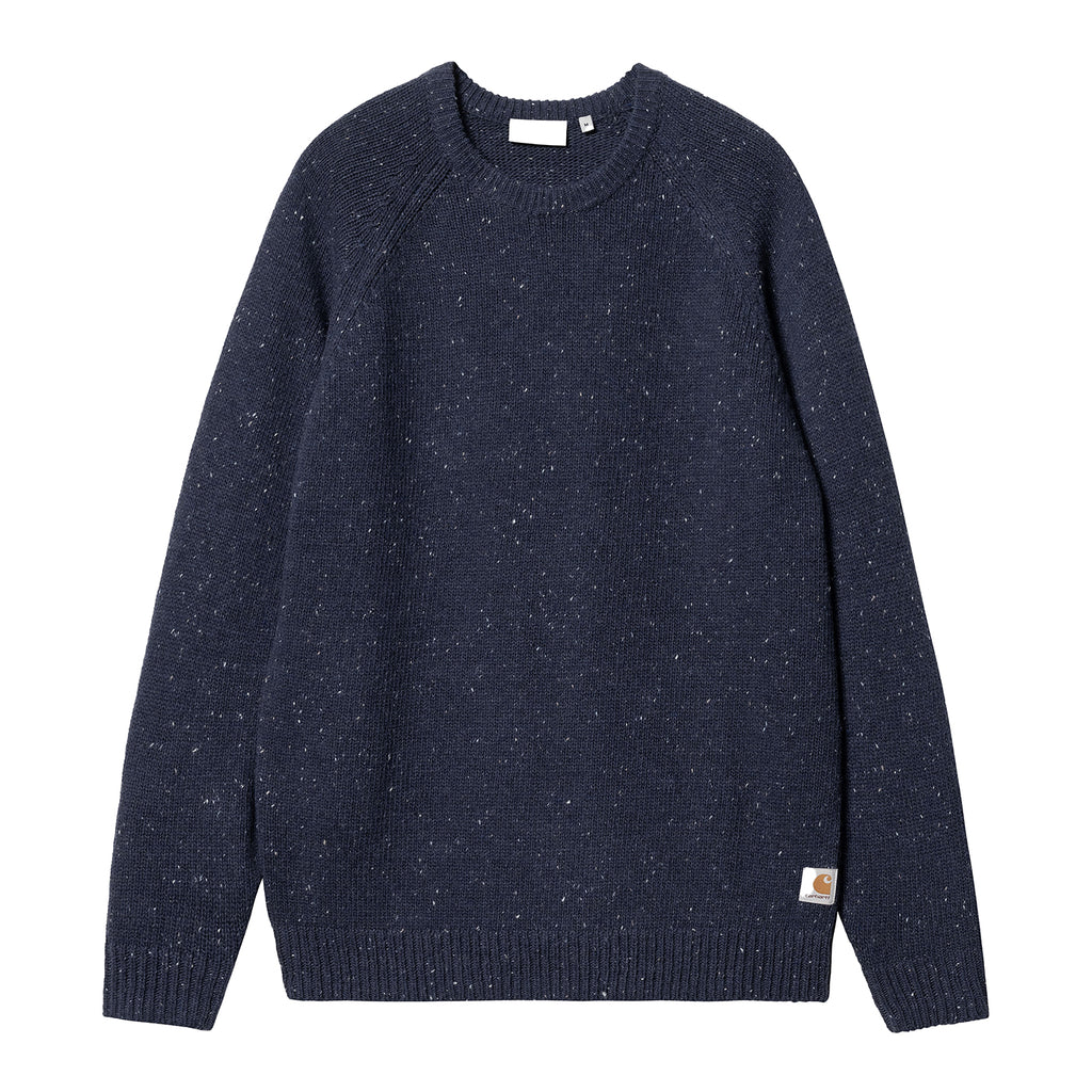 Carhartt WIP Anglistic Sweater - Speckled Air Force Blue - front