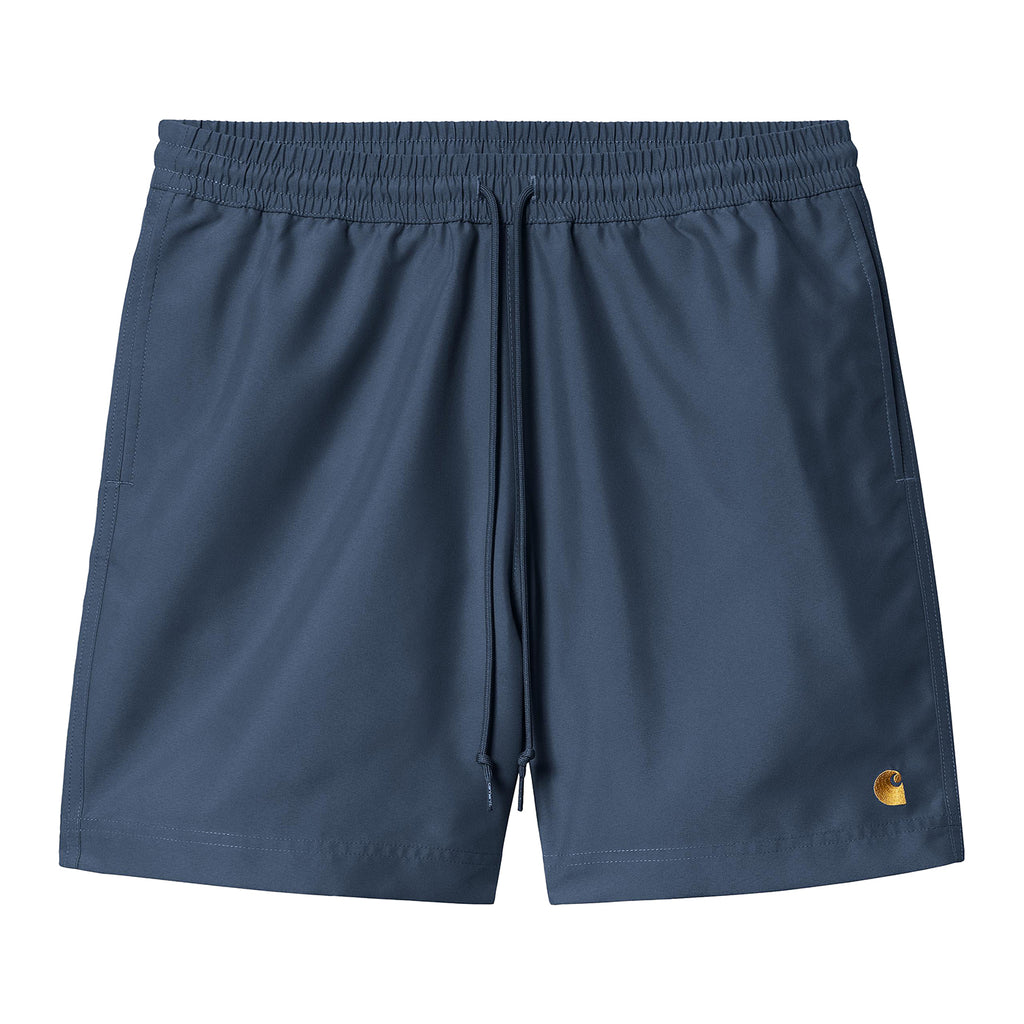 Carhartt WIP Chase Swim Shorts - Dusky Blue / Gold - front