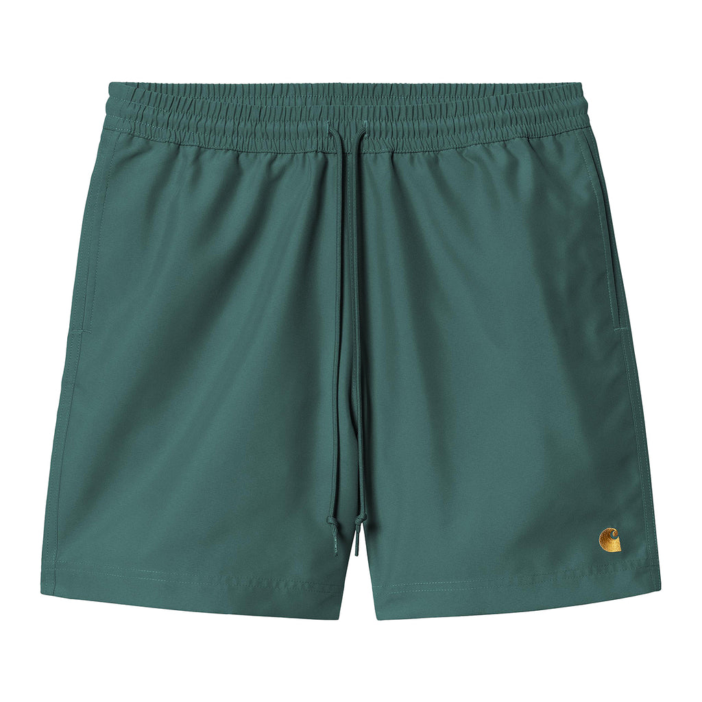 Carhartt WIP Chase Swim Shorts - Rainforest / Gold - front
