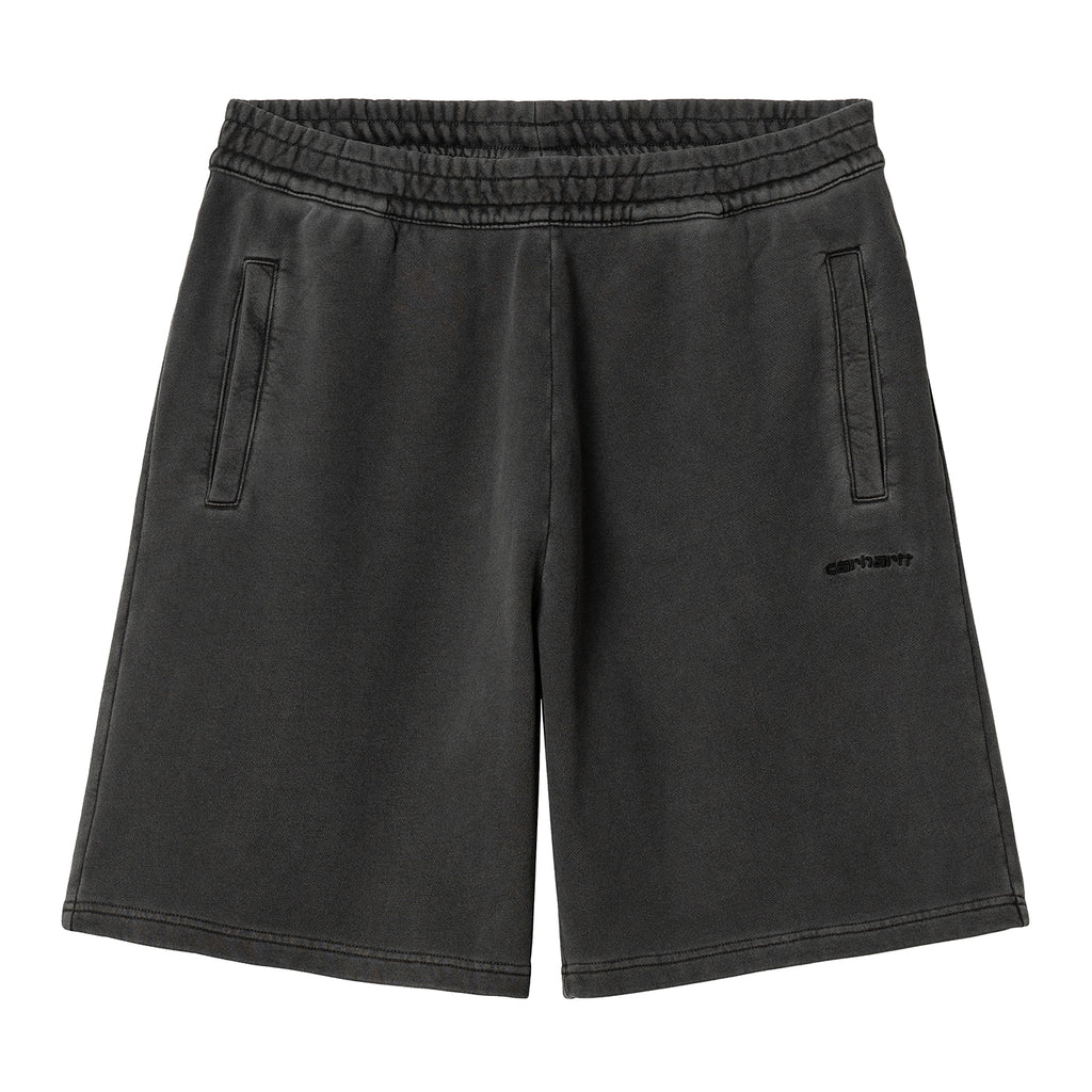 Carhartt Duster Sweat Shorts - Black Garment dyed - front