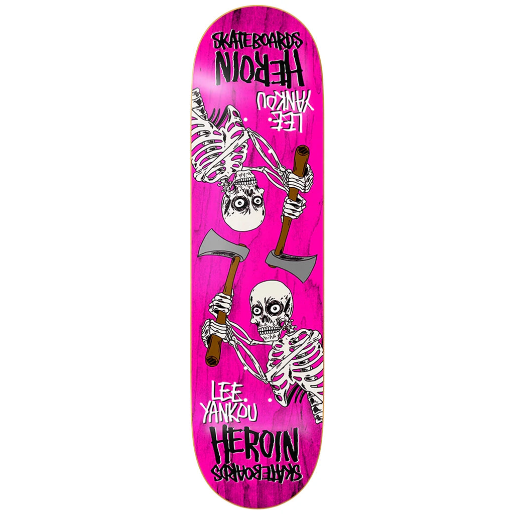 Heroin Skateboards Lee Yankou Axe Skeletons Symmetrical Skateboard deck 8.25"-main