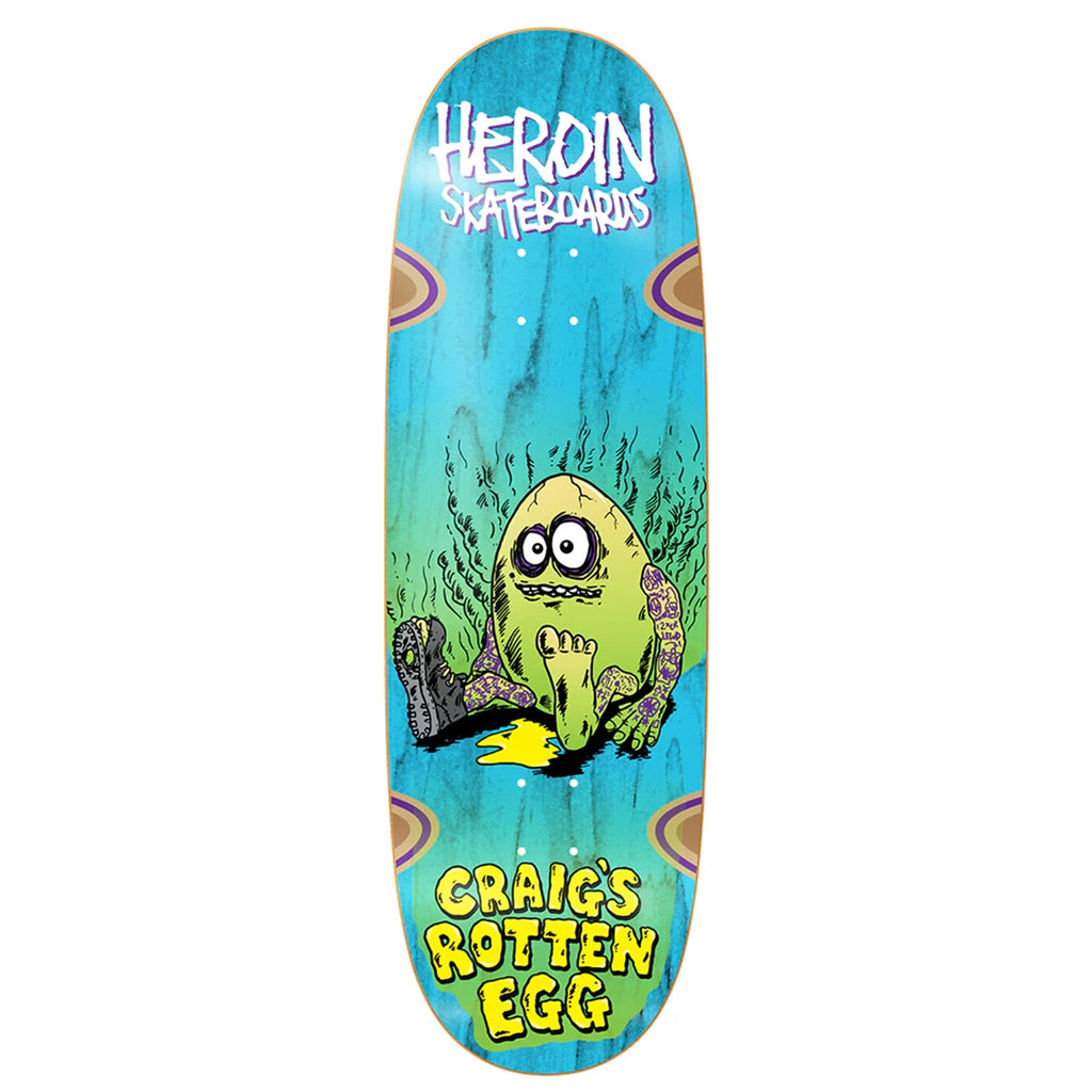 Heroin Skateboards Craig Questions Rotten Egg Skateboard Deck 10″-main