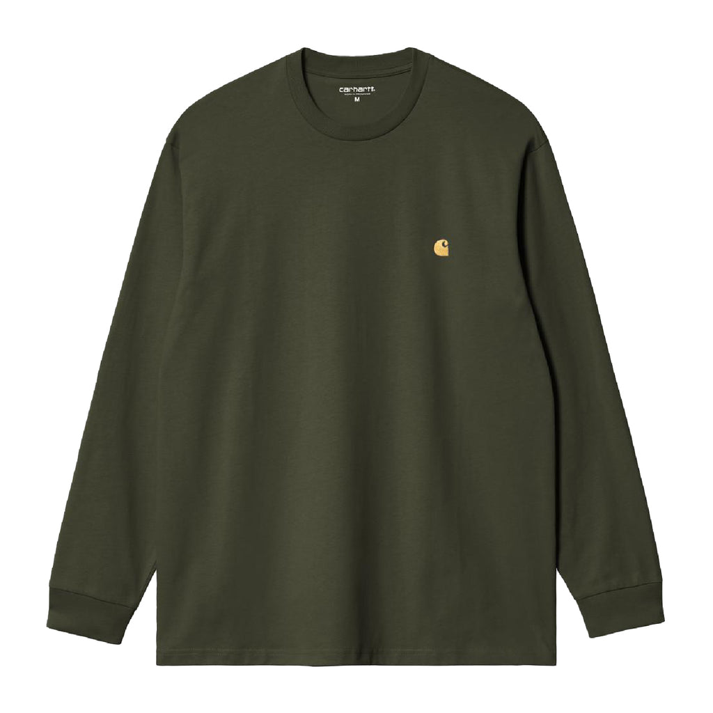 Carhartt WIP L/S Chase T Shirt - Olive / Gold - front