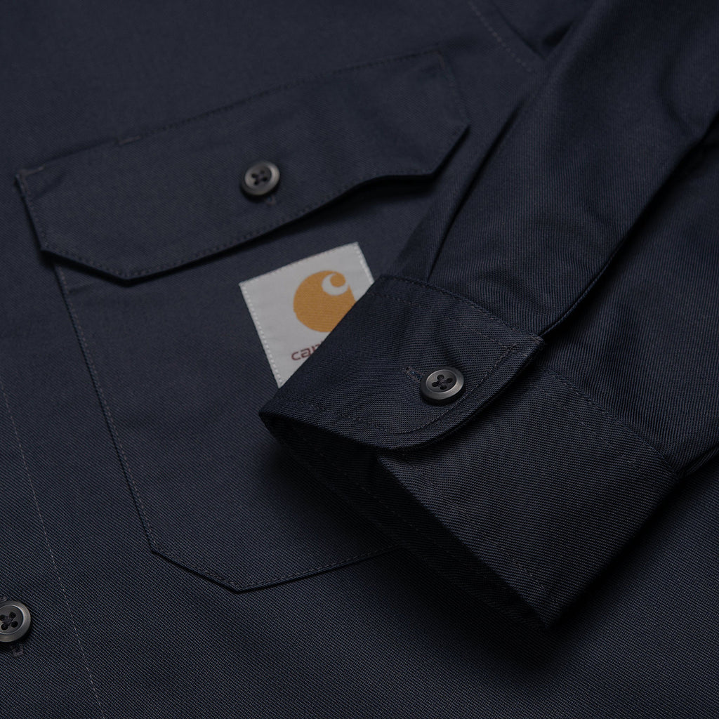 Carhartt WIP L/S Master Shirt - Dark Navy - closeup2
