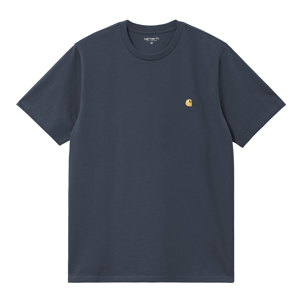 Carhartt WIP Chase T Shirt - Dusky Blue / Gold - main