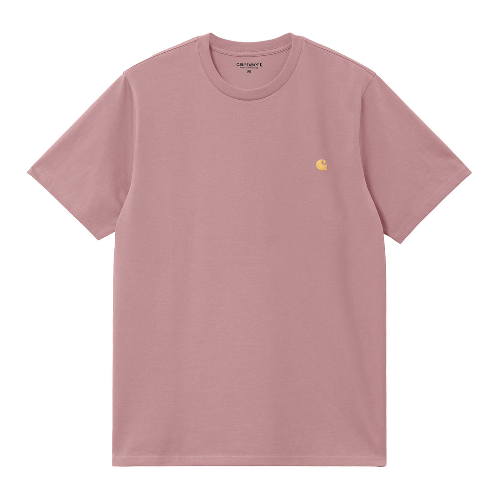 Carhartt WIP Chase T Shirt - Glassy Pink / Gold - front