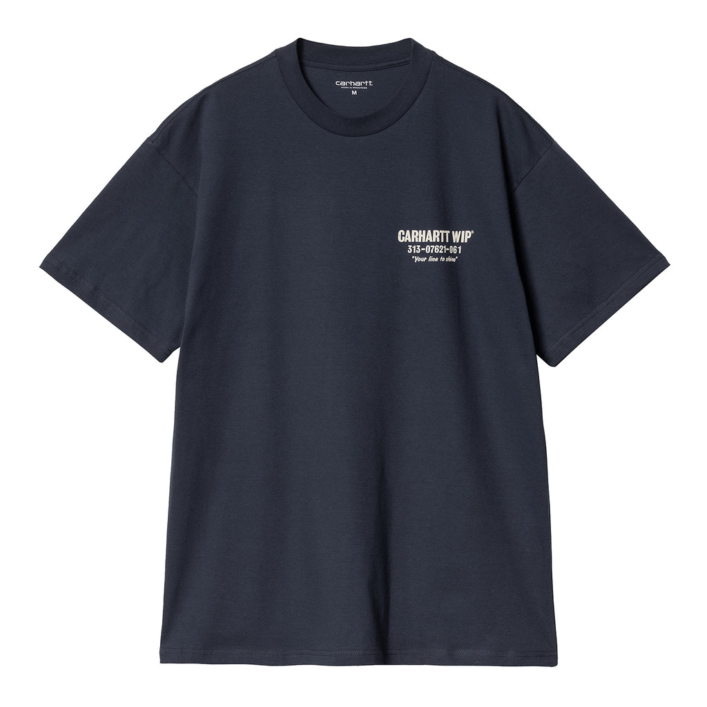 Carhartt WIP Less Troubles T Shirt - Blue / Wax - front