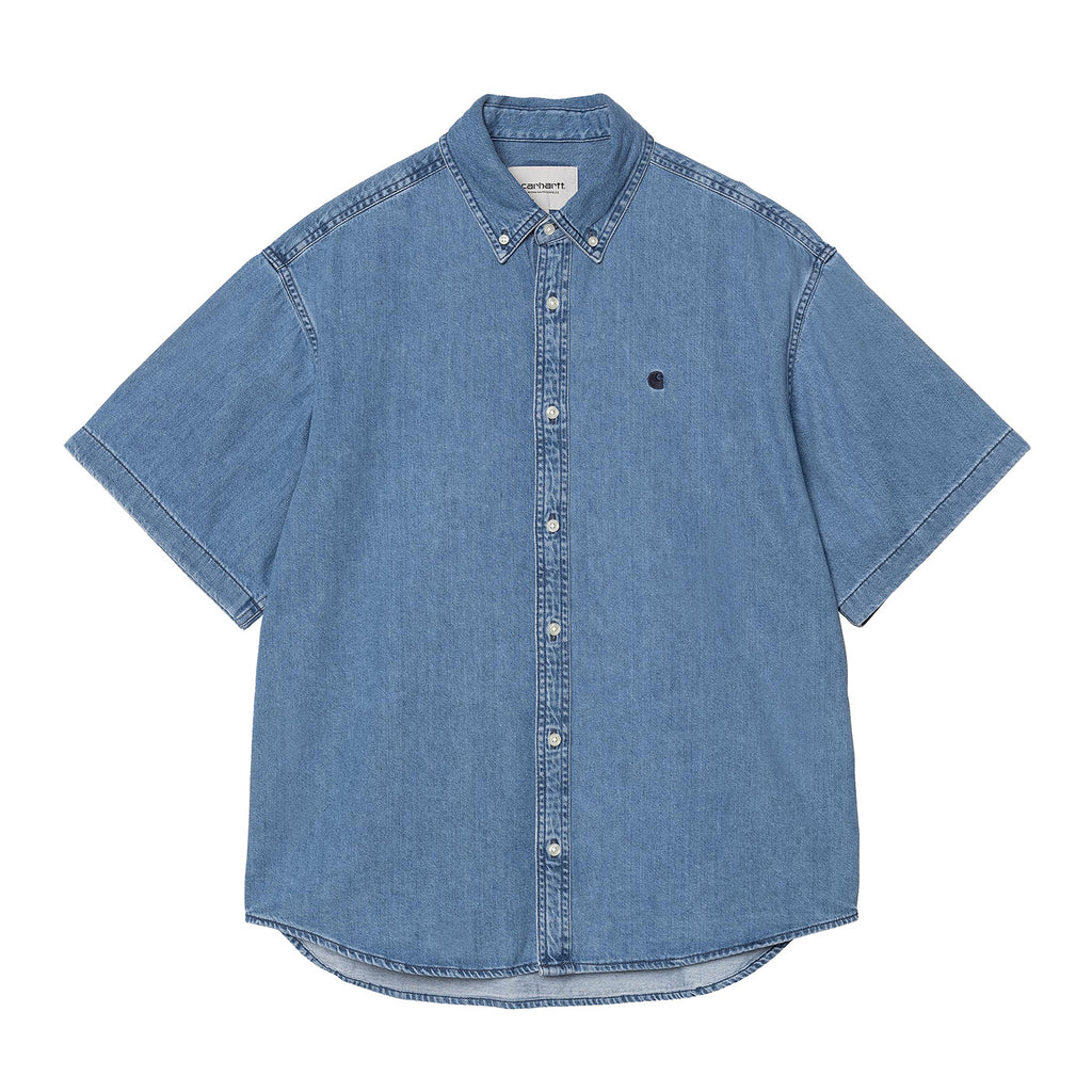 Carhartt WIP S/S Lucas Shirt - Blue stone washed - front
