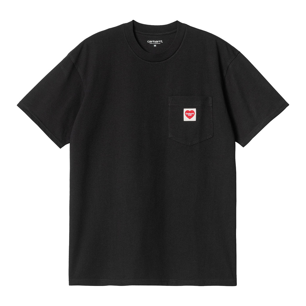 Carhartt WIP Pocket Heart T Shirt - Black / Red - front