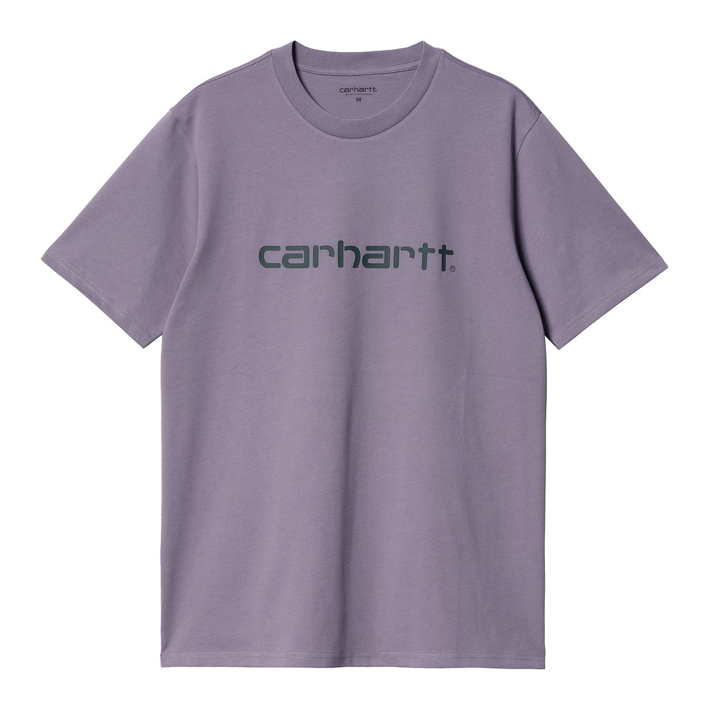 Carhartt WIP Script T Shirt - Glassy Purple / Discovery Green