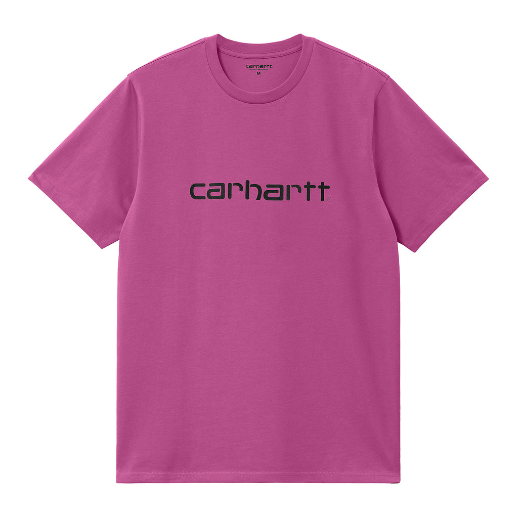 Carhartt WIP Script T Shirt - Magenta / Black - front