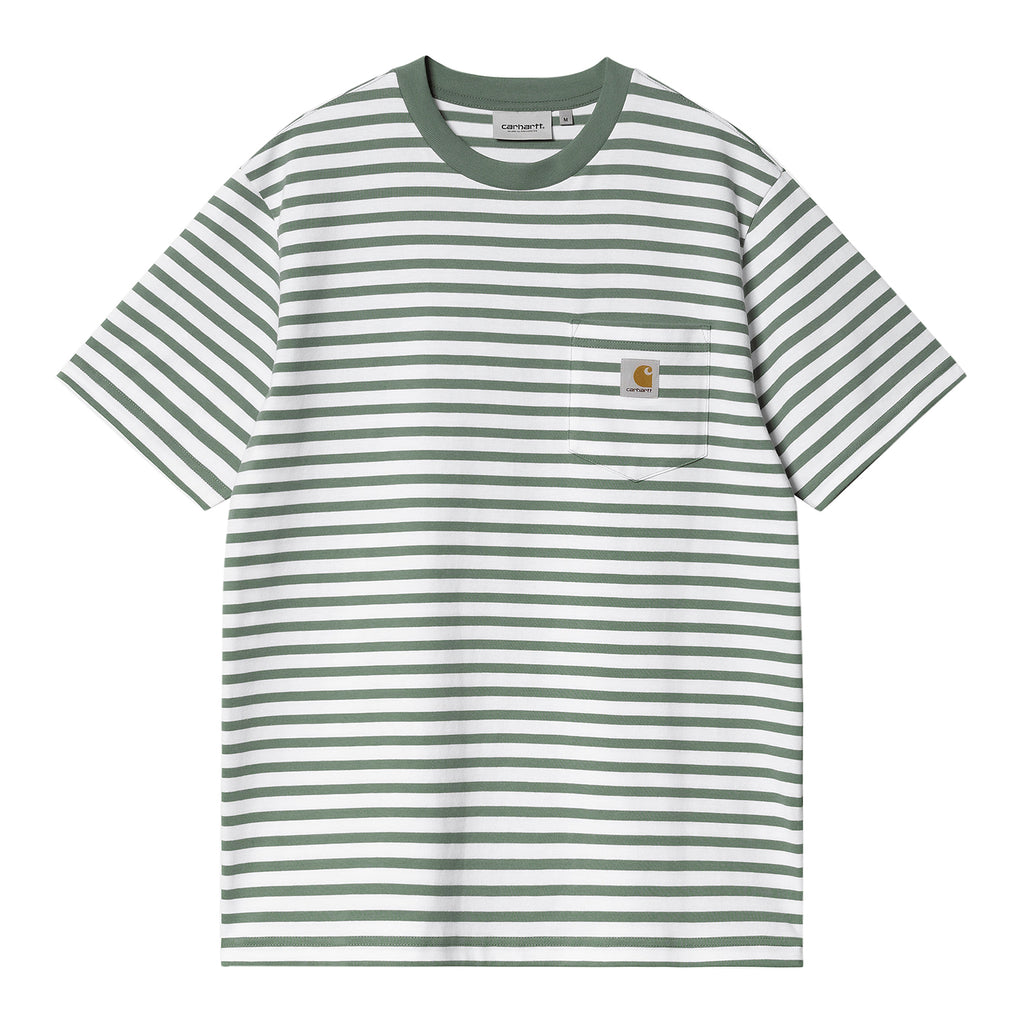 Carhartt WIP Seidler Pocket T Shirt - Park / White - front
