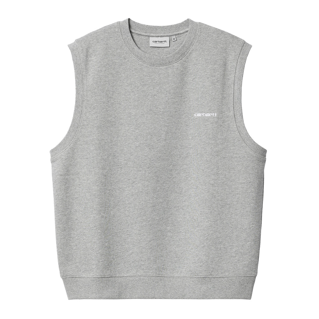 Carhartt WIP Script Vest Sweat - Grey Heather / White - front