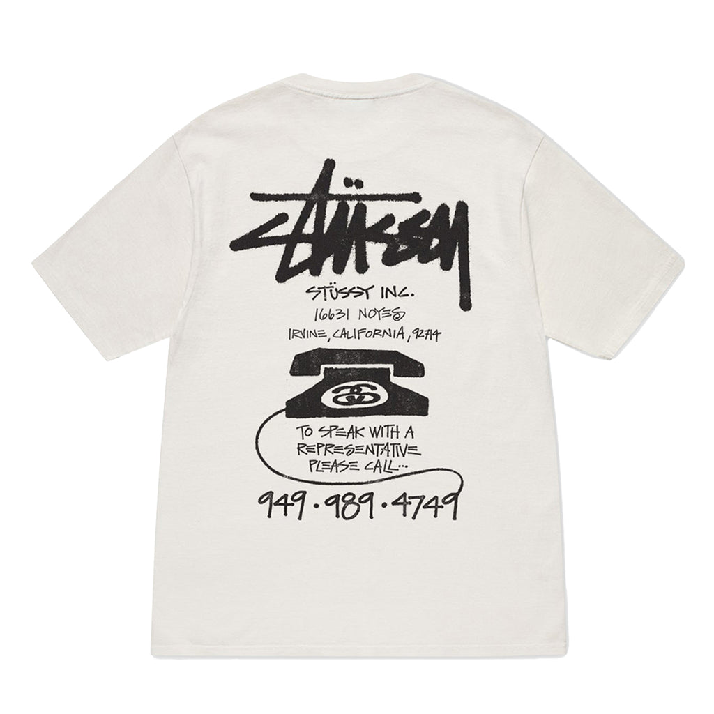 Stussy Old Phone  Pigment Dyed T Shirt - Natural