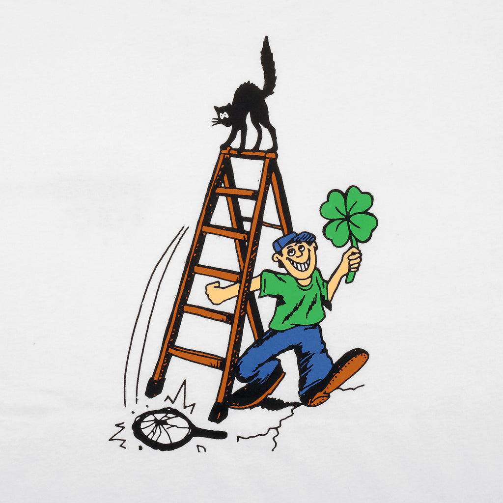 PassPort Dumb-Luck Ladder T Shirt - White - closeup