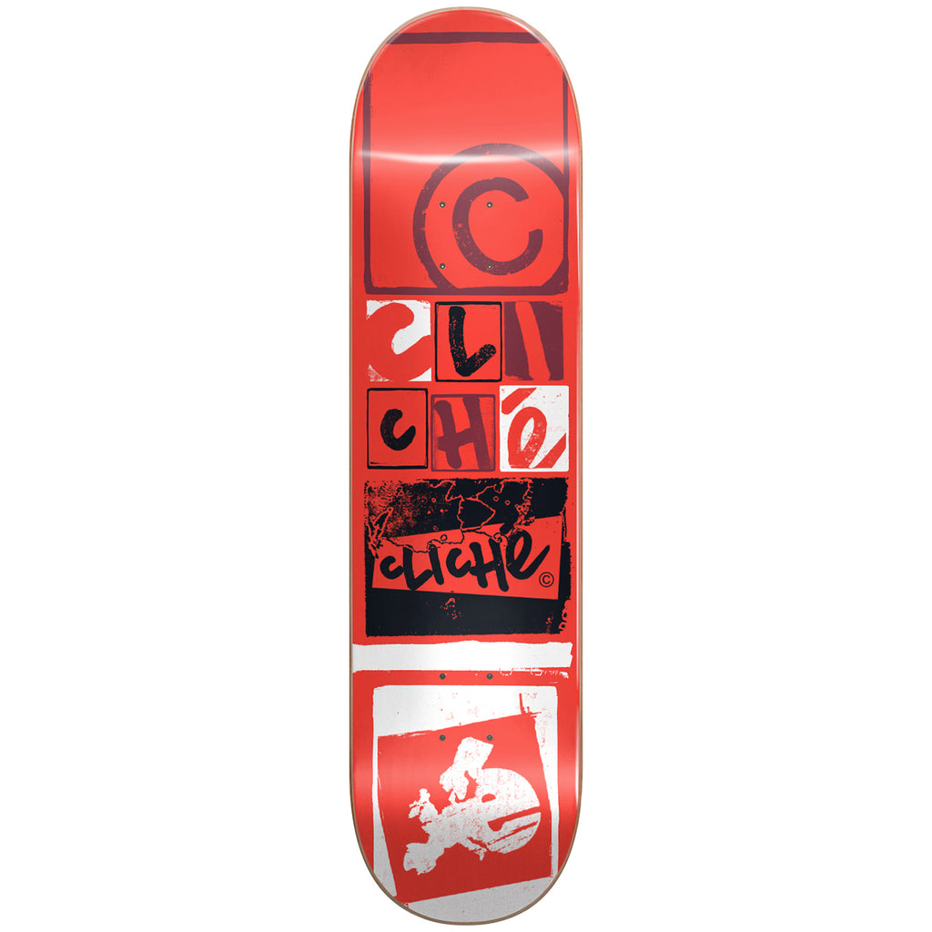 Cliche Skateboards Letter Press Skateboard Deck in Red