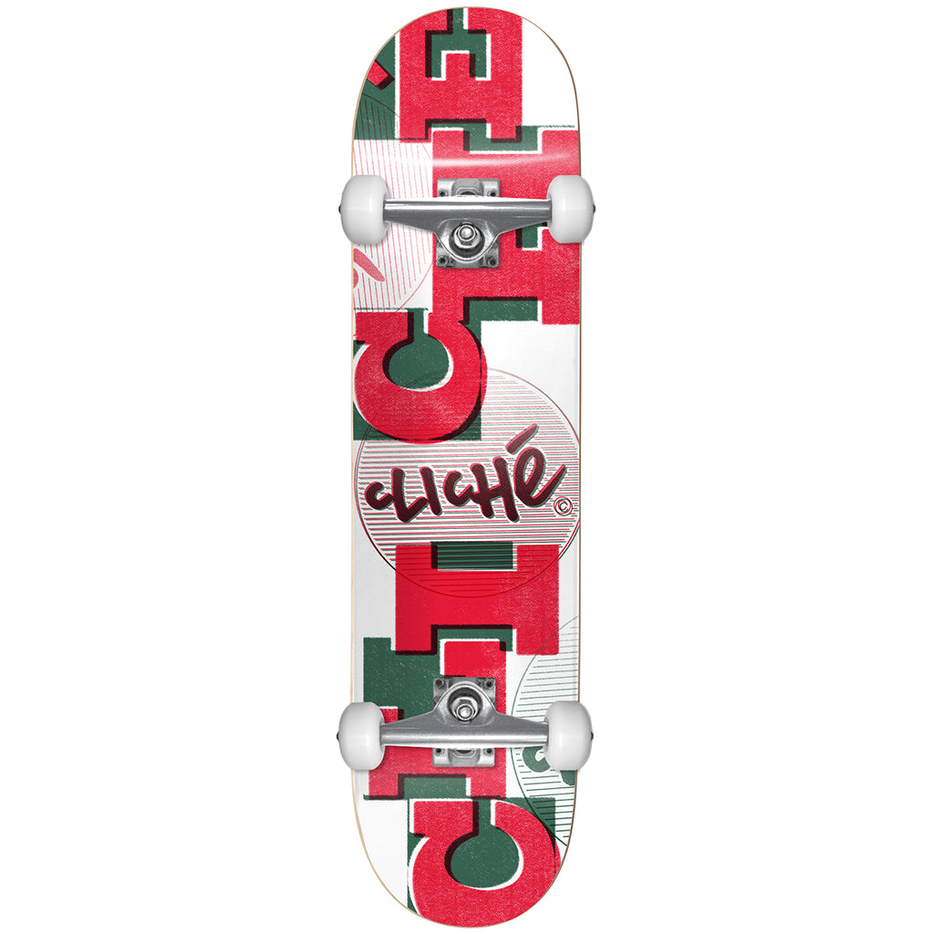 Cliche Skateboards Uppercase Red / White Complete Skateboard - 7.875"