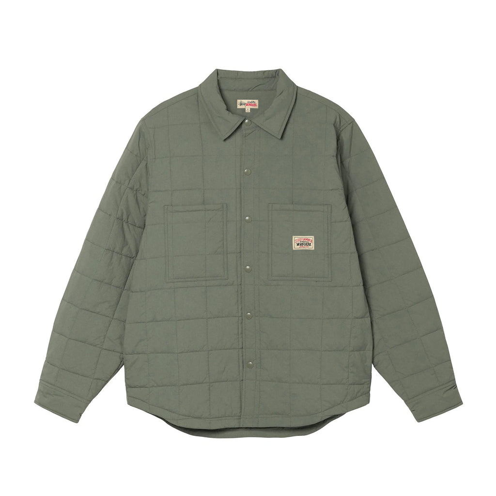 Stussy Quilted Fatigue Shirt - Green - front