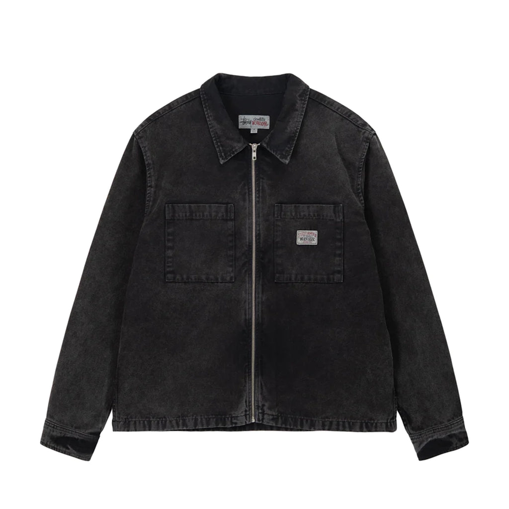 Stussy Washed Canvas Zip Shirt - Black