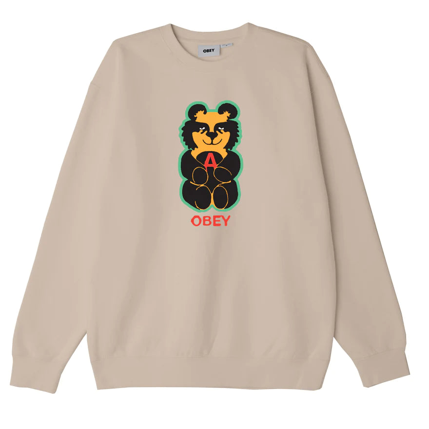 Obey Bear Icon Crew Sweatshirt - Oat Milk