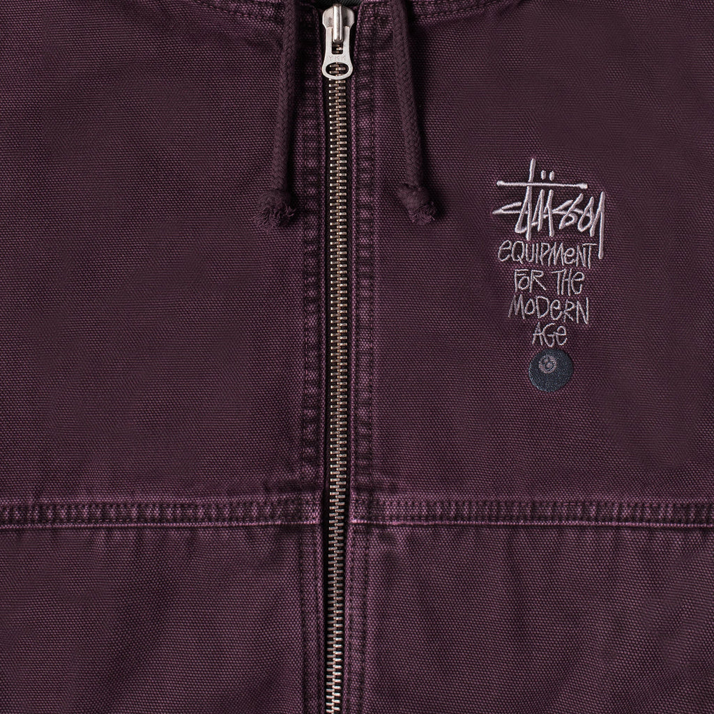 Stussy Canvas Insulated Work Jacket - Purple - closeup
