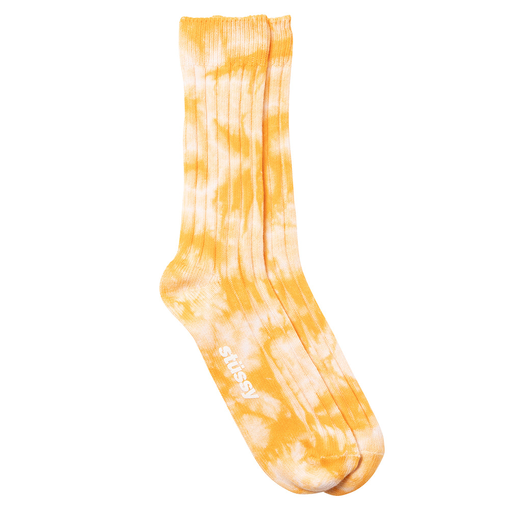 Stussy Dyed Ribbed Crew Socks in Yellow