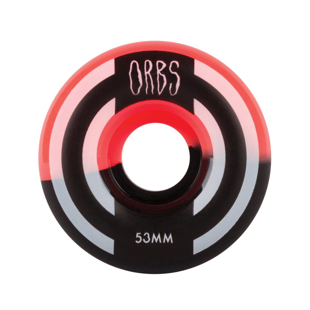 Welcome Skateboards 99A Orbs Apparitions Splits Wheels in Coral / Black - Detail