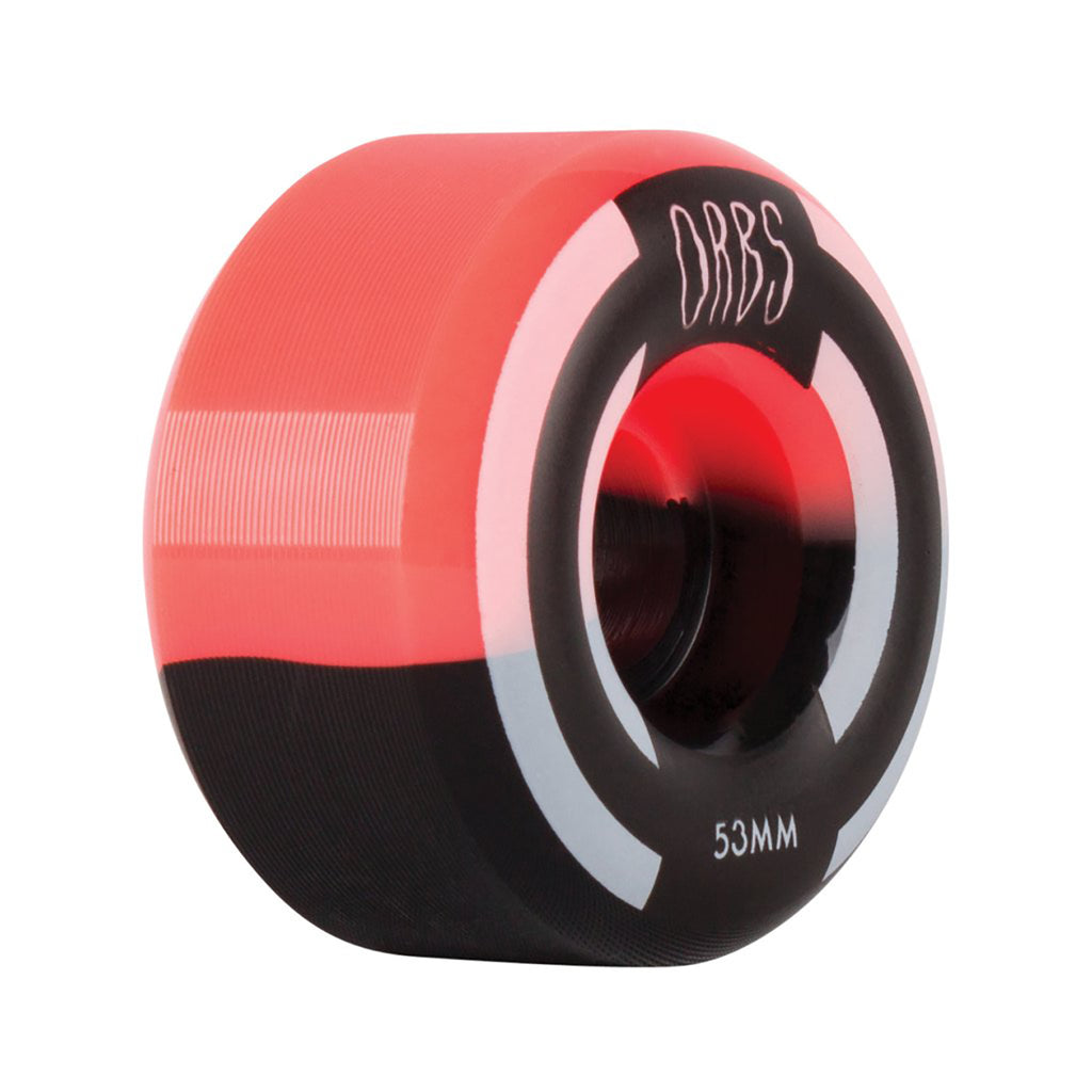 Welcome Skateboards 99A Orbs Apparitions Splits Wheels in Coral / Black - Side