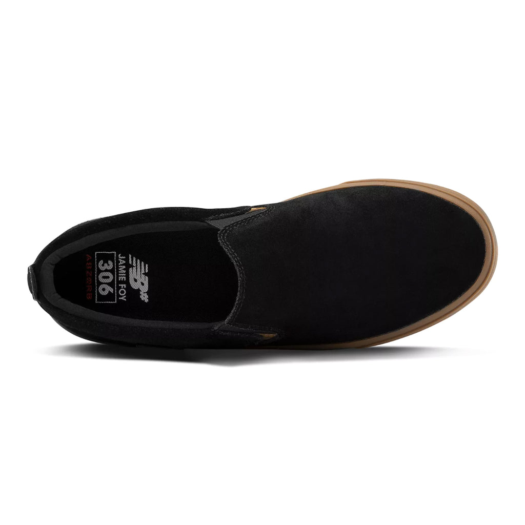 New Balance Numeric NM306 Slip On Jamie Foy Shoes in Black / Black / Gum - Top