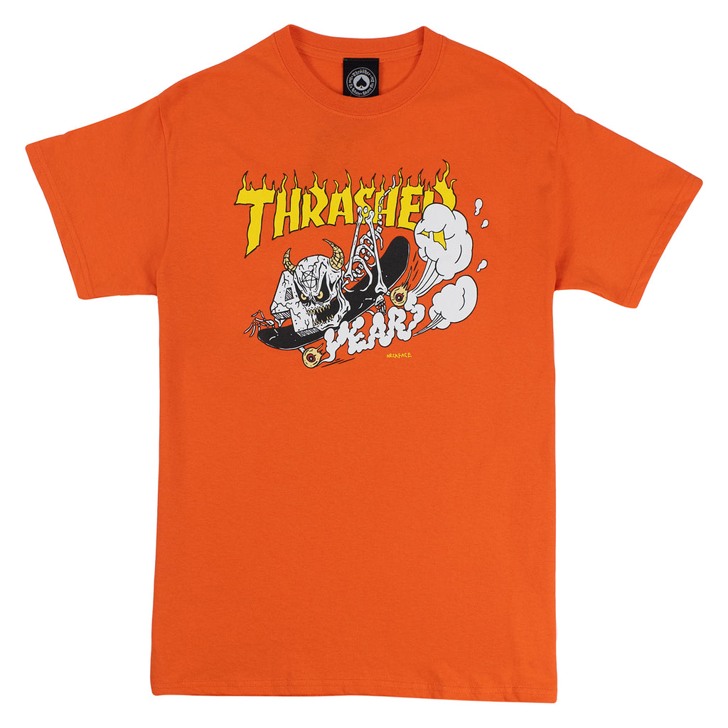 Thrasher Magazine 40 Years of Neckface T Shirt in Orange