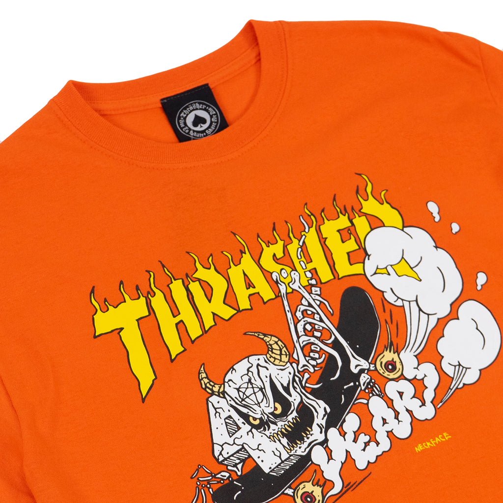 Thrasher Magazine 40 Years of Neckface T Shirt in Orange - Print