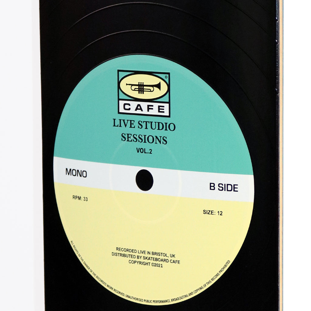 Skateboard Cafe "45" Skateboard Deck - Teal / Cream - closeup