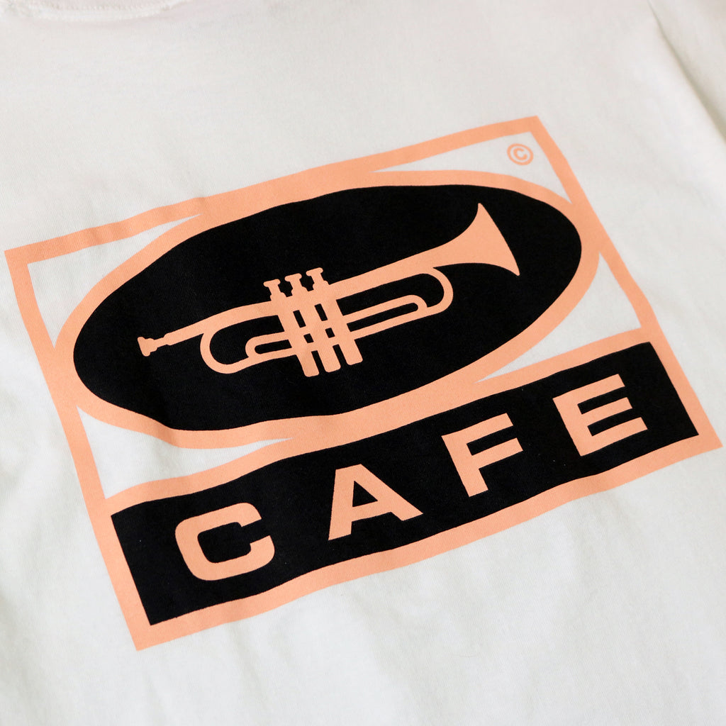 Skateboard Cafe Trumpet Logo T Shirt - White - closeup2