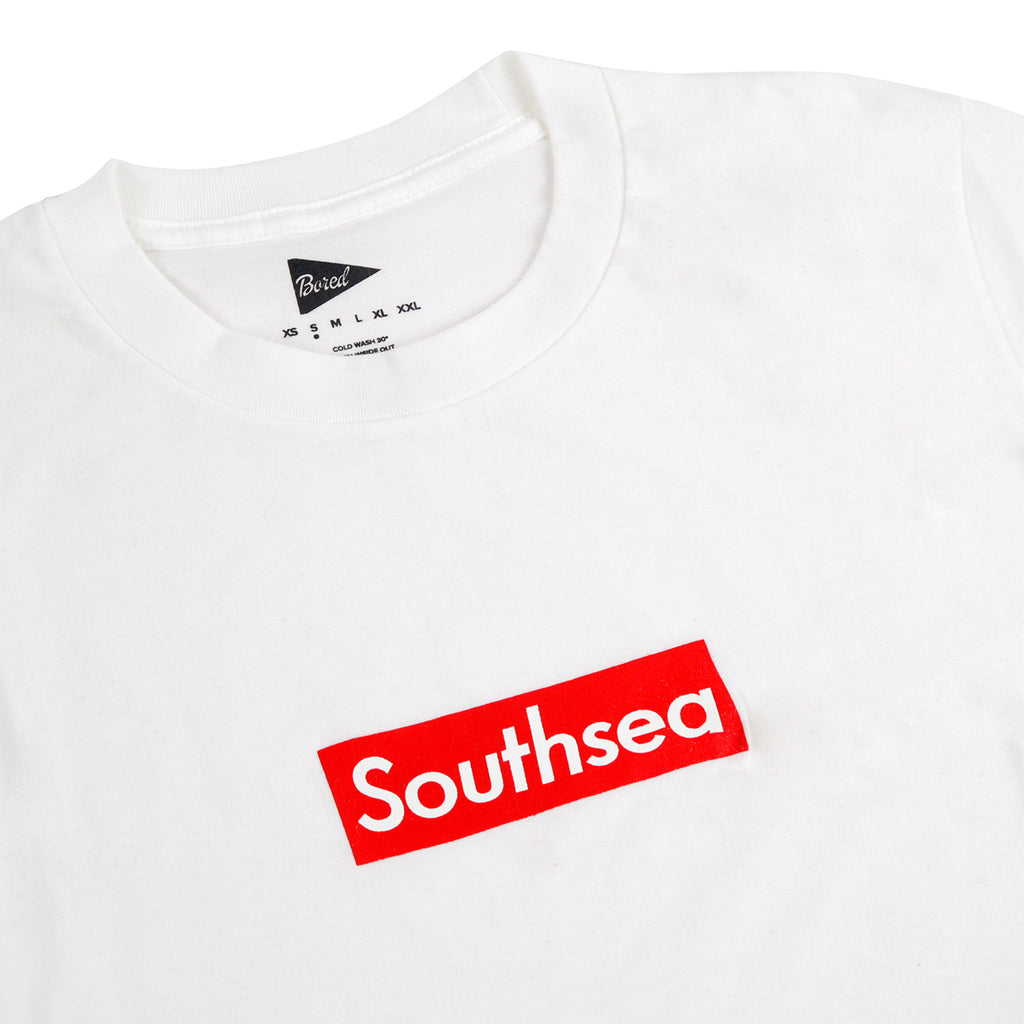 Bored of Southsea "Southsea" T Shirt in White / Red Box - Detail