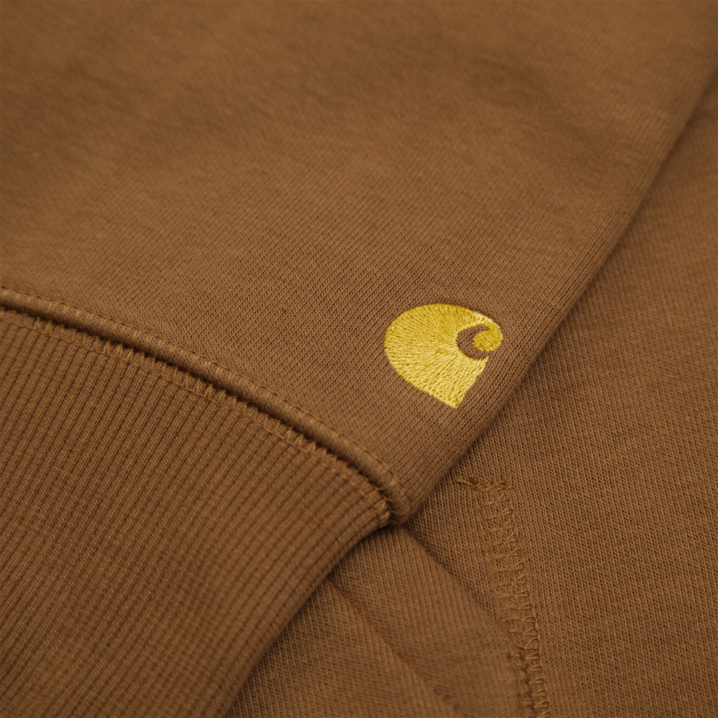 Carhartt Hooded Chase Sweat Hoodie in Hamilton Brown / Gold - Logo