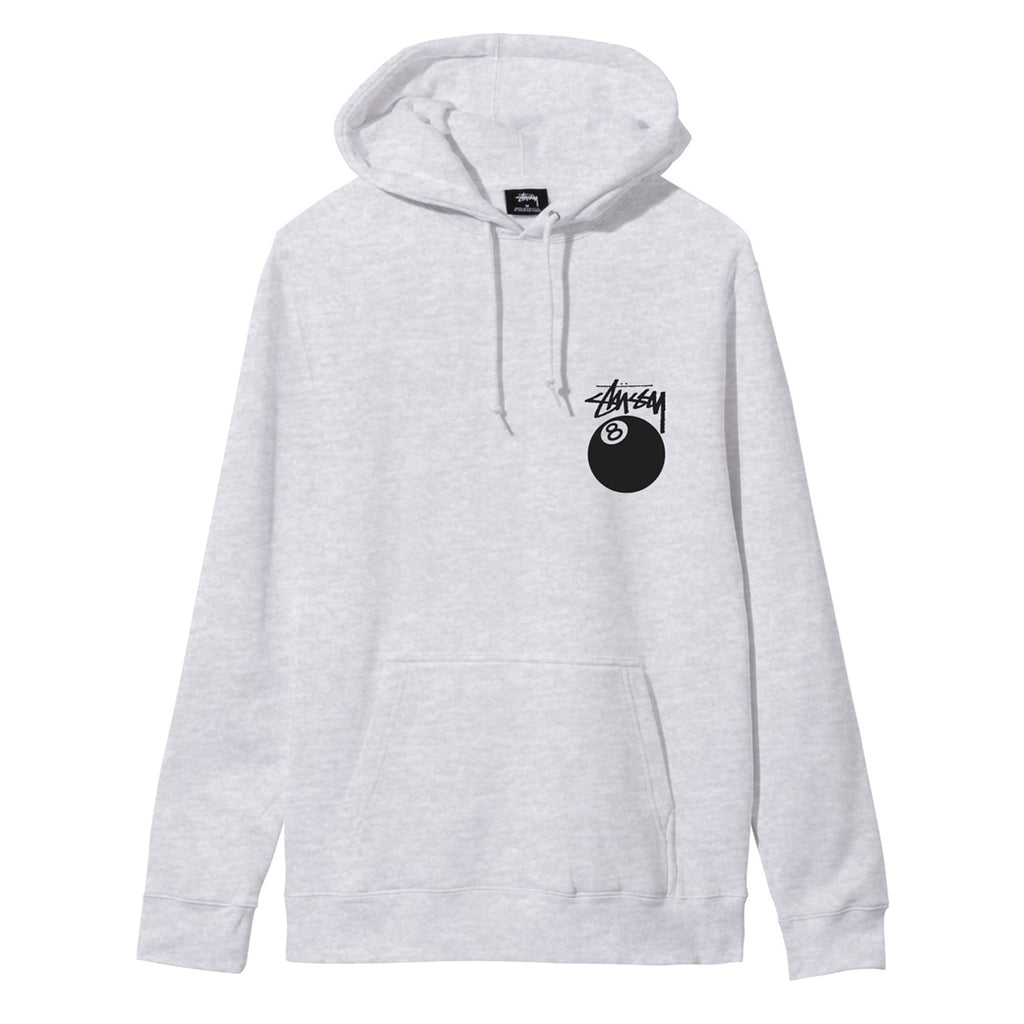 Stussy 8 Ball Hoodie in Ash Heather - Front