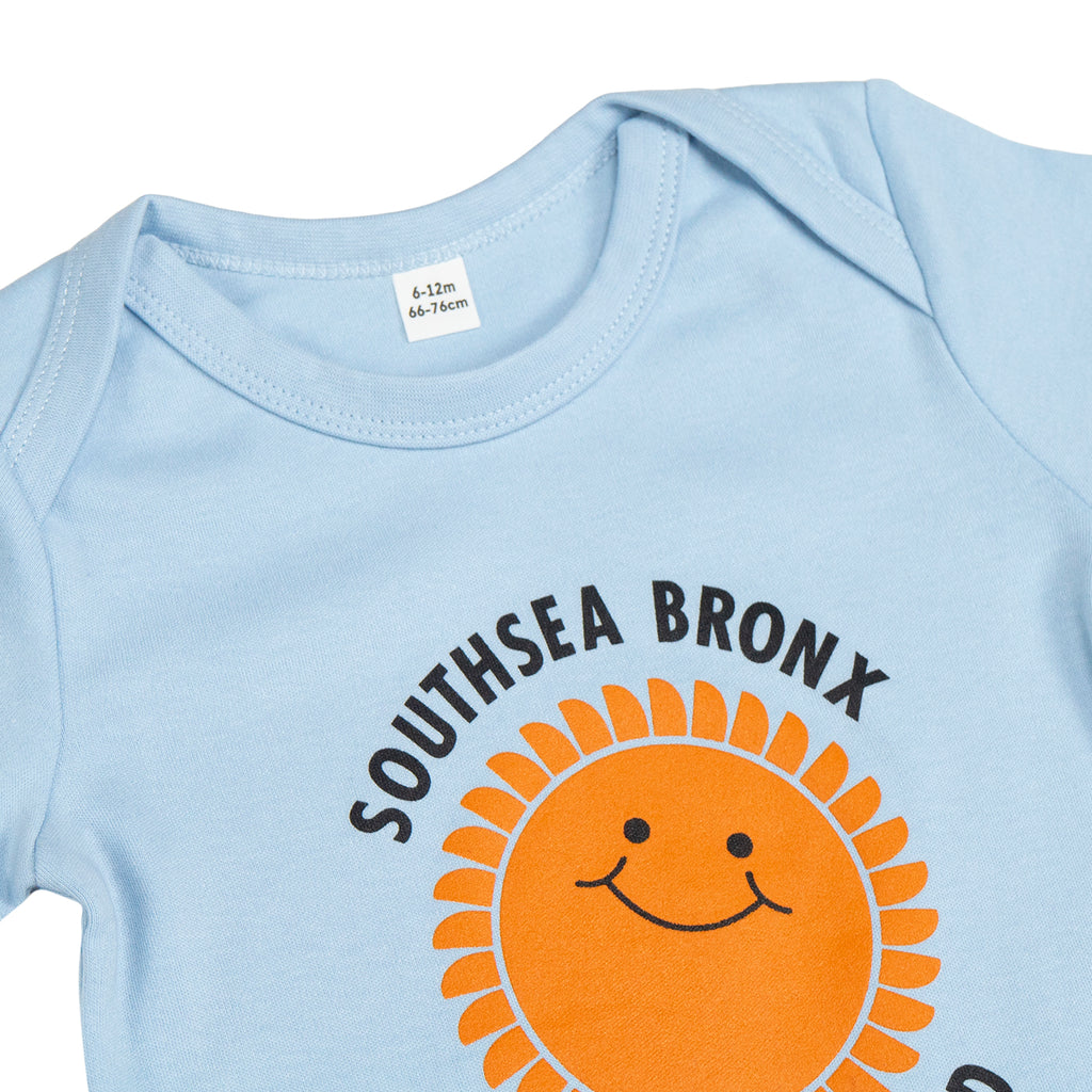 Southsea Bronx Strong Island Baby Grow - Dusty Blue - front