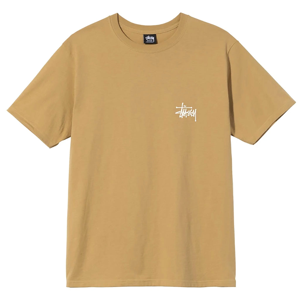 Stussy Basic Stussy T Shirt in Khaki - Front