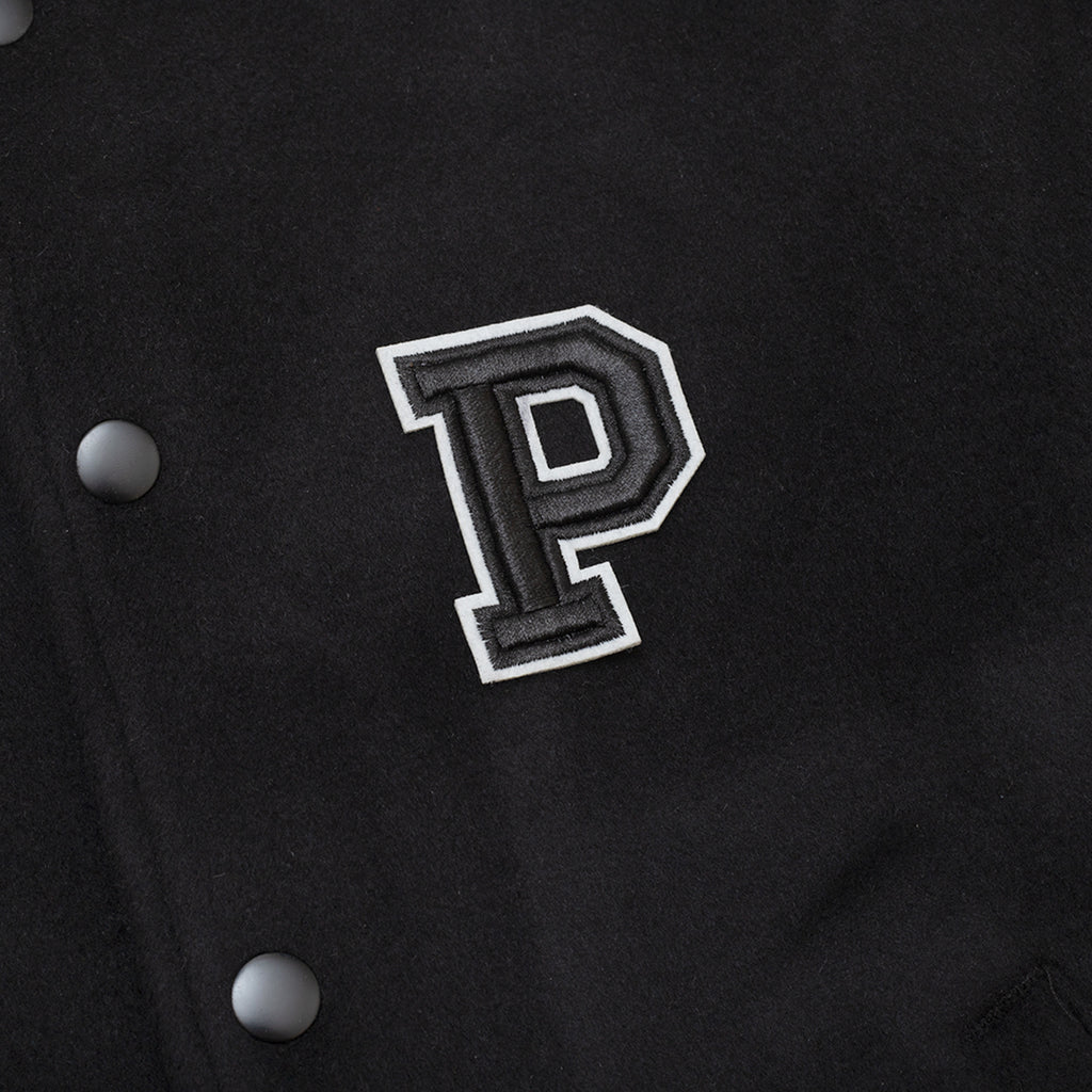 Parlez Bay Bomber College Jacket - Black - closeup