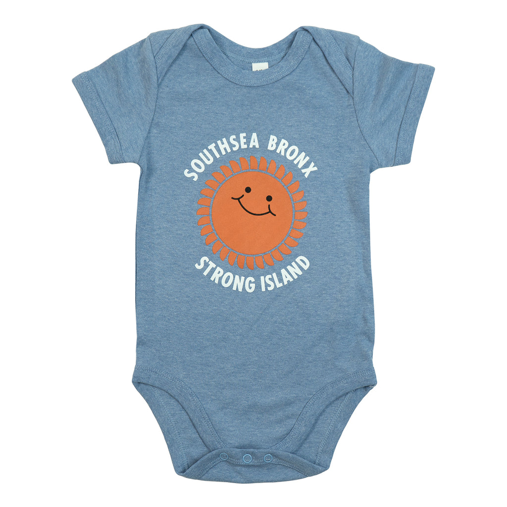 Southsea Bronx Strong Island Baby Grow in Heather Blue