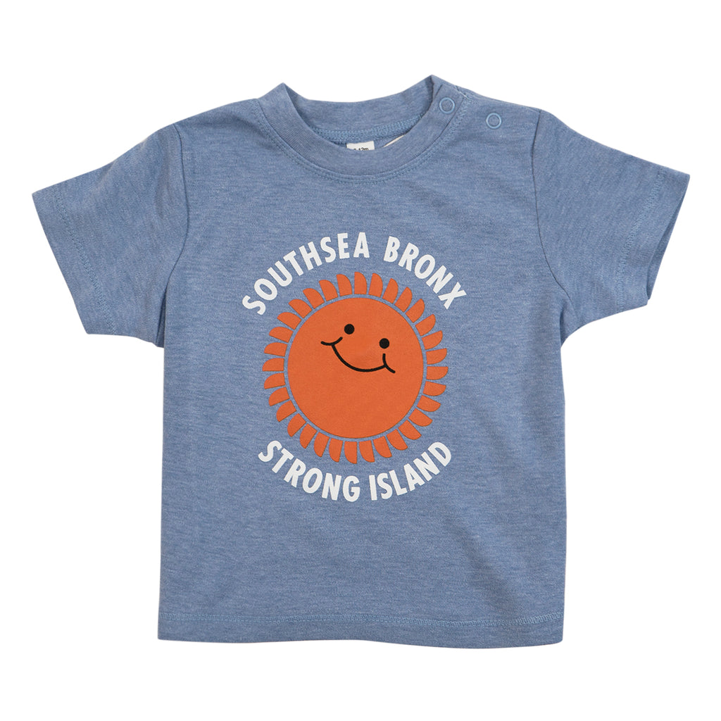 Southsea Bronx Strong Island Baby T Shirt in Heather Blue
