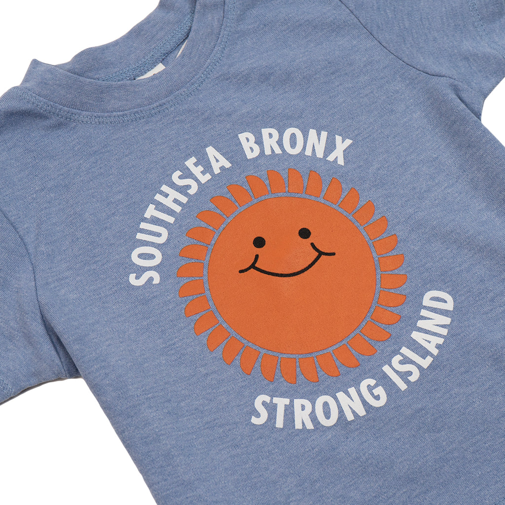 Southsea Bronx Strong Island Baby T Shirt in Heather Blue - Print